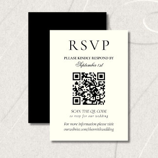 Klassischer Schwarz-Weiß-Minimalistischer Hochzeit RSVP Karte