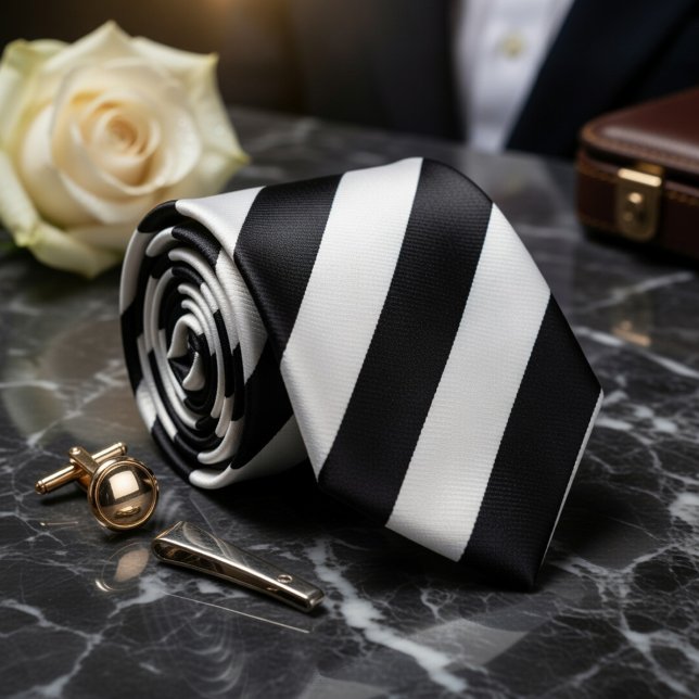 Klassischer Schwarz Weiß Pinstripe Krawatte (Von Creator hochgeladen)