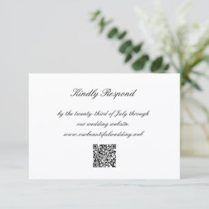 Klassischer Schwarz-Weiß-QR-Code Zeitlose Hochzeit RSVP Karte