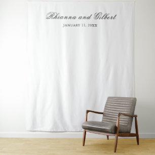 Klassischer Schwarz-Weiß-Timeless-Hochzeitskulisse Wandteppich