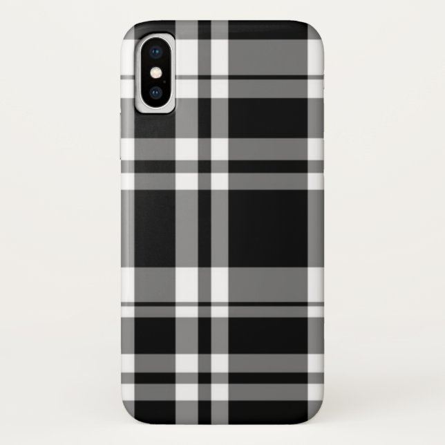 klassischer Schwarz-weißer Tartan kariert Case-Mate iPhone Hülle (Rückseite)