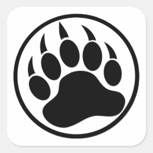 Klassischer schwarzer Bär in einem schwarzen Ring Quadratischer Aufkleber