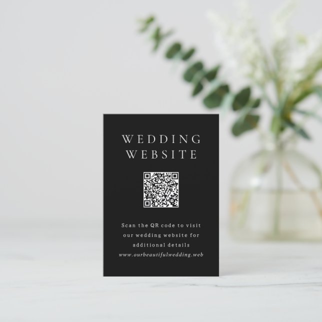 Klassischer schwarzer einfacher QR-Code-Hochzeit Begleitkarte (Stehend Vorderseite)