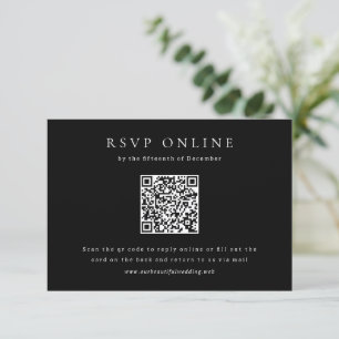 Klassischer schwarzer einfacher QR-Code-Hochzeit RSVP Karte