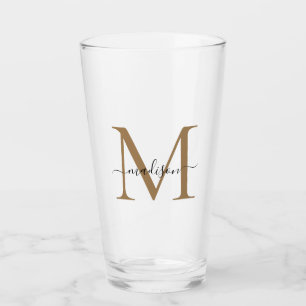 Klassischer schwarzer Monogram-Eleganter Skriptnam Glas