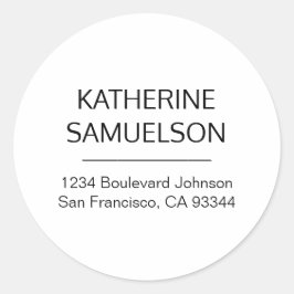 Klassischer Schwarzer Name und Rücksendeadresse Runder Aufkleber