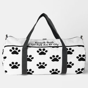 Klassischer schwarzer Pfotenabdruck Weiße Monogram Duffle Bag
