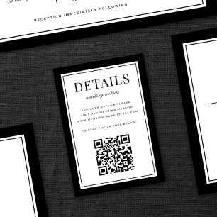 Klassischer schwarzer Rahmen Hochzeitsdetails QR-C Begleitkarte