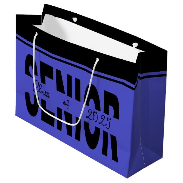 Klassischer schwarzer Rang Große Geschenktüte (Vorderseite Schrägansicht)