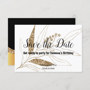 KLASSISCHER SCHWARZGOLD-LEAF-DRUCK SAVE THE DATE RSVP KARTE
