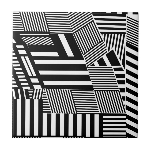 Klassischer Schwarzweiss-Streifen Fliese (Vorderseite)