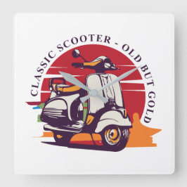 Klassischer Scooter alt, aber Gold Quadratische Wanduhr