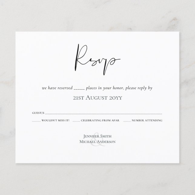 Klassischer Script Buddget Wedding RSVP (Vorderseite)