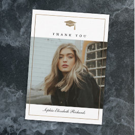 Klassischer Script Gold Foto Abschluss Dankeskarte