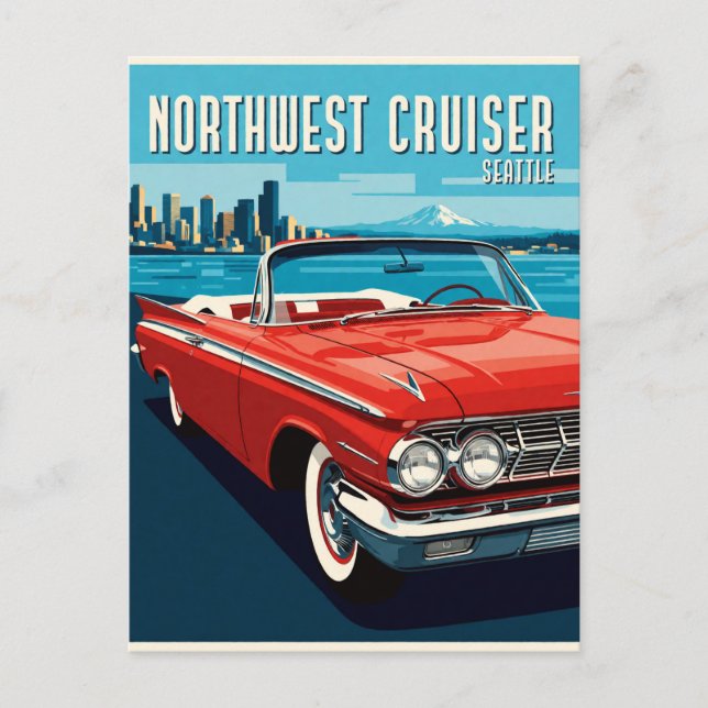 Klassischer Seattle-Straßenkreuzer Postkarte (Vorderseite)