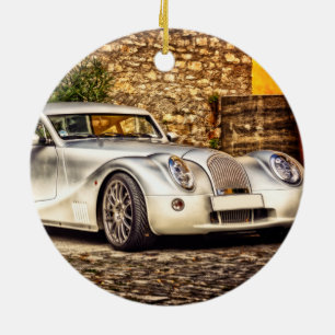 Klassischer Silbersportwagen Keramik Ornament