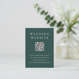 Klassischer Smaragdgrüner Einfacher QR-Code Hochze Begleitkarte