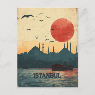 Klassischer Sonnenuntergang Blick Istanbul Türkei  Postkarte