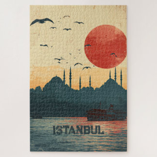 Klassischer Sonnenuntergang Blick Istanbul Türkei  Puzzle