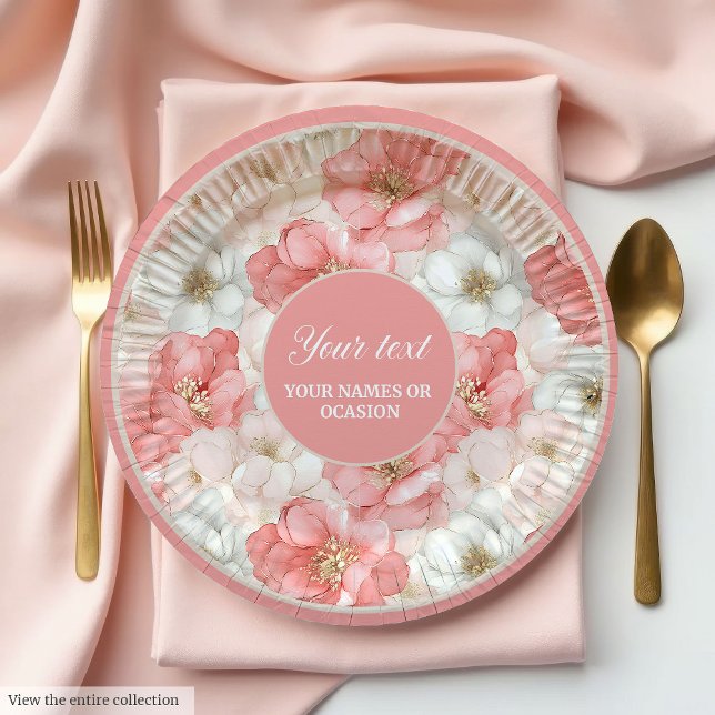 Klassischer staubiger Rosa- und Gold-80. Geburtsta Pappteller (Classic dusty pink and gold 80th birthday plate)