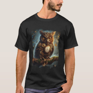 Klassischer Steampunk-Nachteulen-Liebhaber Vintage T-Shirt
