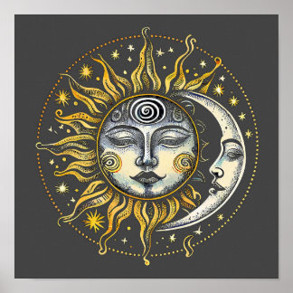 Klassischer Stil Sun&Moon&Star Divination Astrolog Poster