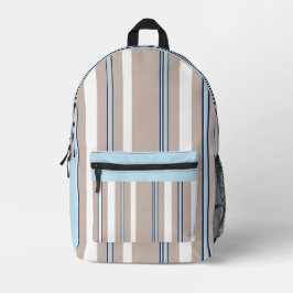 Klassischer Streifen Beige, weiß und blau Bedruckter Rucksack