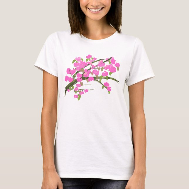 Klassischer T - Shirt mit Blume Design (Vorderseite)