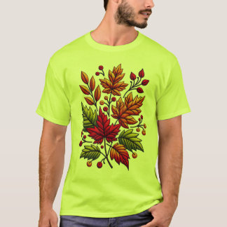 Klassischer T - Shirt mit Blumenstickerei