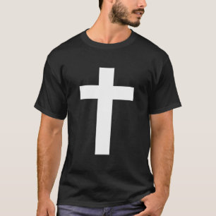 Klassischer T - Shirt mit Schwarz-Weiß-Goth-Kreuz