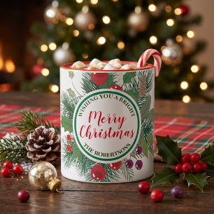 Klassischer Tannen-Kranz Familien-Weihnachten Zweifarbige Tasse