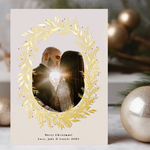Klassischer Tannenrahmen-Kranz Weihnachten Foto Go Folien Feiertagskarte