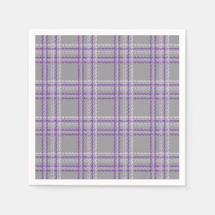 Klassischer Tartan kariert. Grau, lila Serviette