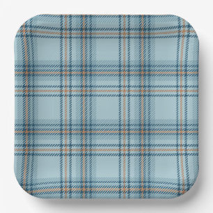 Klassischer Tartan-Karo-Teddybär, Baby Boy Shower Pappteller