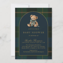 Klassischer Teddybär Grün & Blau Kariert Baby Show
