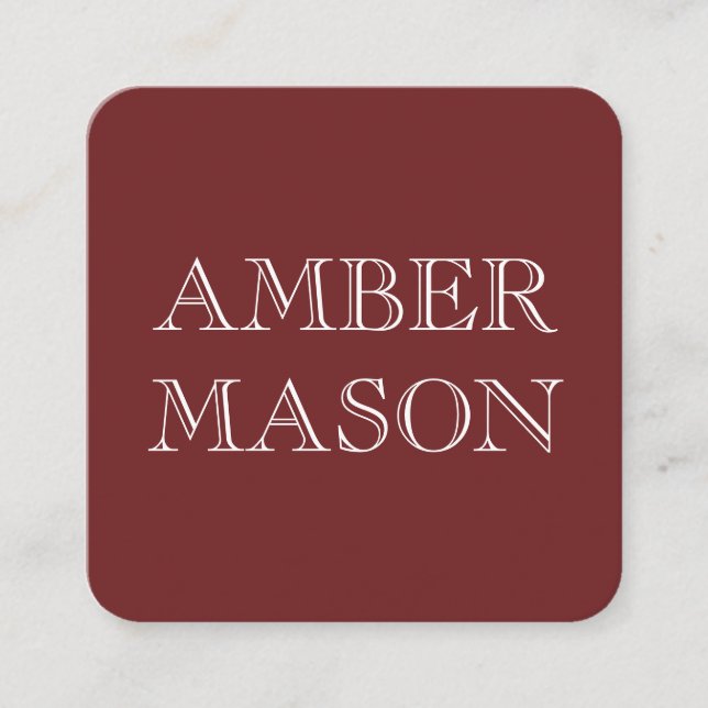 Klassischer Text Einfach Minimalistisch Quadratische Visitenkarte (Vorderseite)