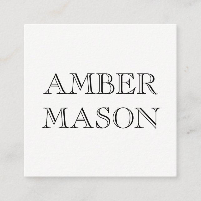 Klassischer Text Einfach Minimalistisch Quadratische Visitenkarte (Vorderseite)