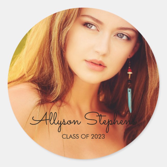 Klassischer Text schwarz - Foto-Abschluss Runder Aufkleber (Vorderseite)