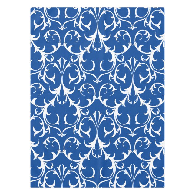 Klassischer Tiefblau und weißer Damast Tischdecke (Vorderseite)