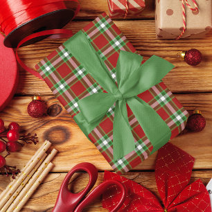 Klassischer traditioneller dunkelgrüner Gingham Geschenkpapier