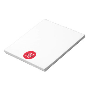 Klassischer Trendy aus rotem und weißem Monogramm Notizblock