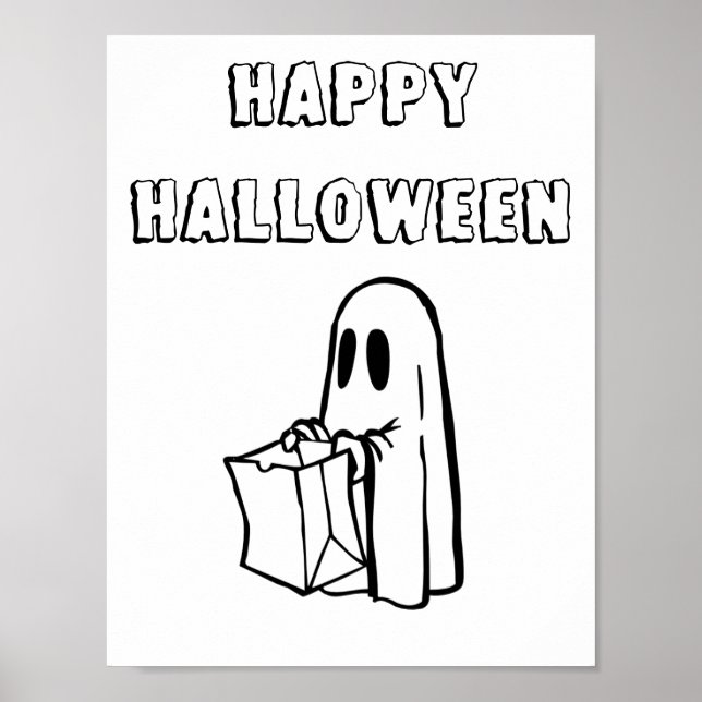 Klassischer Trick oder Ghost Schwarz und Weiß beha Poster (Vorne)