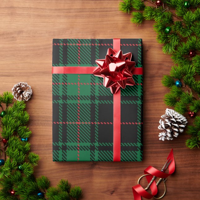 Klassischer und eleganter Dunkelgrüner Tartanurlau Geschenkpapier (Feiertagsgeschenk)