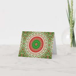 Klassischer Urlaub Mandala in Rot, Grün und Gold Karte