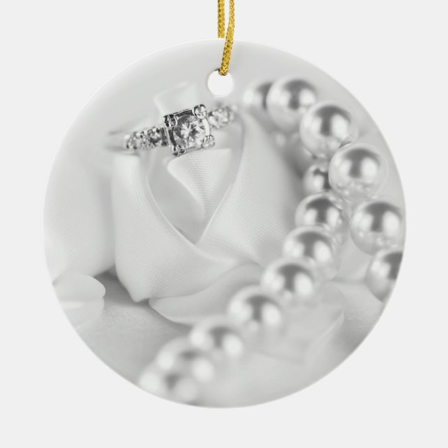 Klassischer Verlobungs-Ring Keramik Ornament (Vorne)