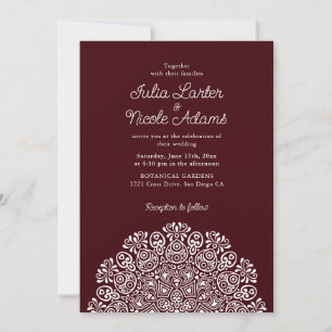 Klassischer verzierter Art Deco Stil Mandala Hochz Einladung