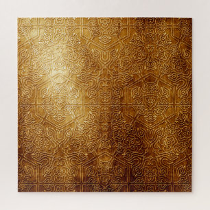 Klassischer verzierter Metallteller aus Gold Puzzle