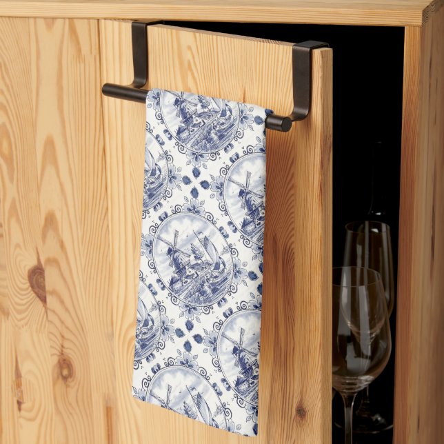 Klassischer Vintag Chic holländischer Windmill Del Geschirrtuch (Drittel gefaltet)