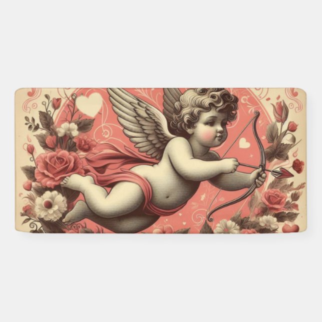 Klassischer/Vintag/Retro-Kupid Valentinstag Banner (Horizontal)