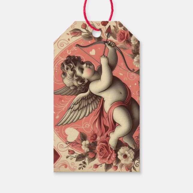 Klassischer/Vintag/Retro-Kupid Valentinstag Geschenkanhänger (Vorderseite)